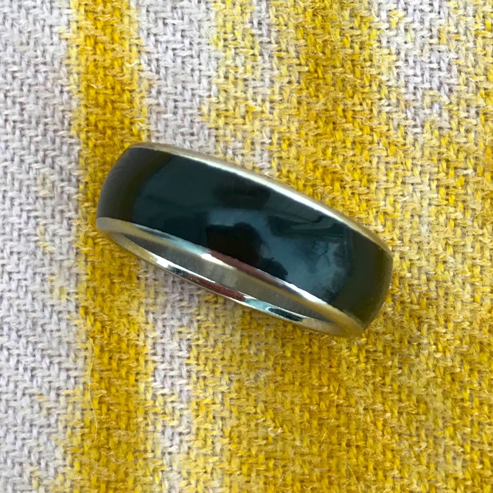 Stainless Steel Ring with Black Inlay